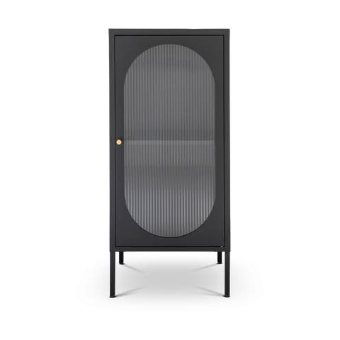 Abbey metalen vitrinekast zwart - 50 x 110 cm