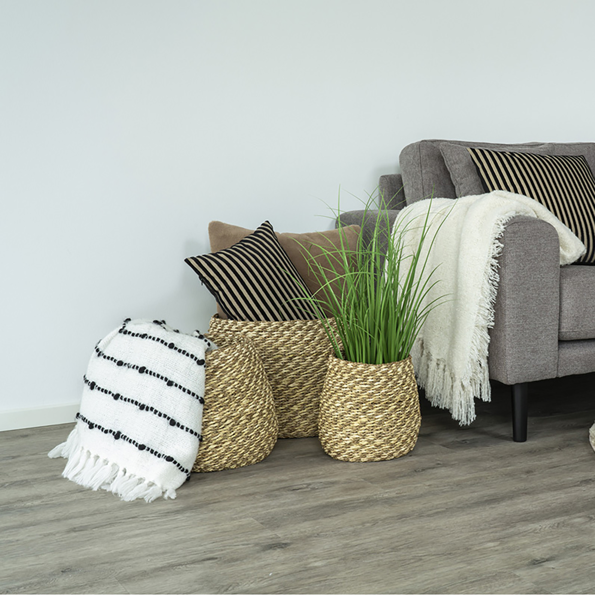 Josje opbergmanden bruin - set van 3 - speelgoed - badkamer - zeegras