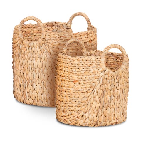 Bowie ronde waterhyacint manden - set van 2