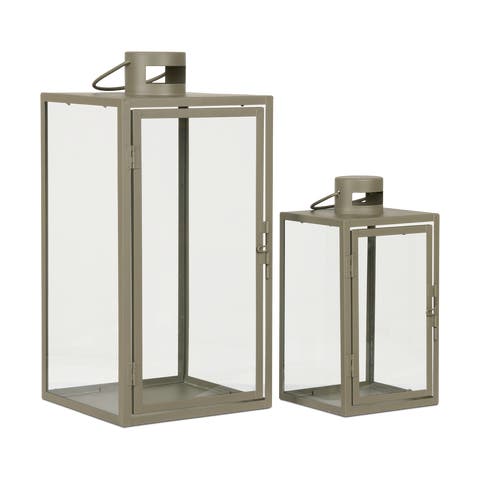 Ted glazen windlicht groen - set van 2