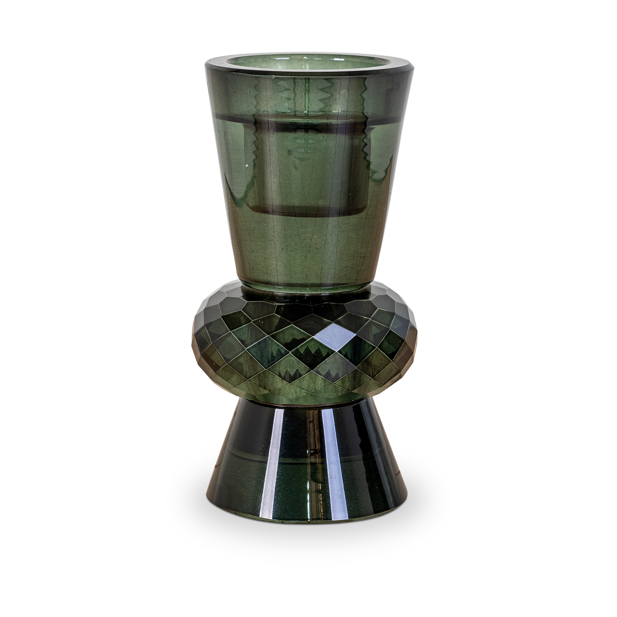 Bay glazen kandelaar groen - 6 x 12 cm