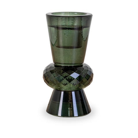Bay glazen kandelaar groen - 6 x 12 cm