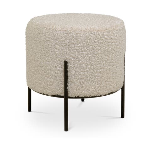 Rosemarie teddy poef beige - Ø35,5 cm