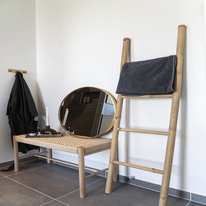 Thea teak houten ladder - 150 x 50 cm - decoratie - badkamer - sierladder - handdoekenrek