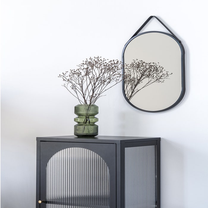 Sarah ovale wandspiegel zwart - 35 x 60 cm - spiegel - industrieel - in woonkamer - slaapkamer - voor in de hal - aan de muur