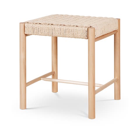 Loek houten krukje met geweven zitting - 46,5 cm