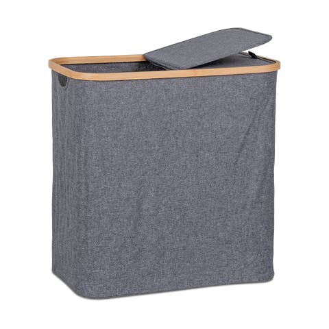 Wendy stoffen wasmand donkergrijs - 54 x 33 cm