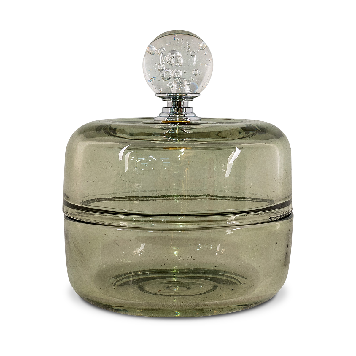 Jenny glazen bonbonniére groen - Ø9,5 x 11 cm