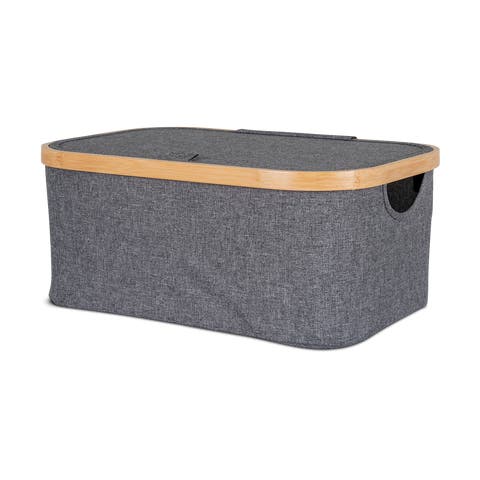 Wendy stoffen opbergmand donkergrijs - 38 x 26 cm