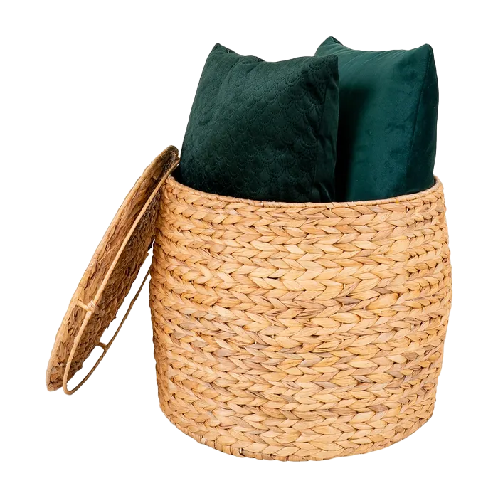 Pleun waterhyacint bijzettafel met opbergruimte - Ø43 x 34 cm  - tafeltje - bank - bruin - woonkamer