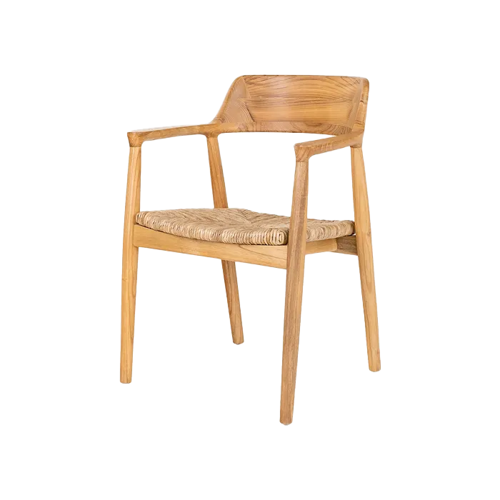Artichok Yorick houten eetkamerstoel naturel - met rotan zitting