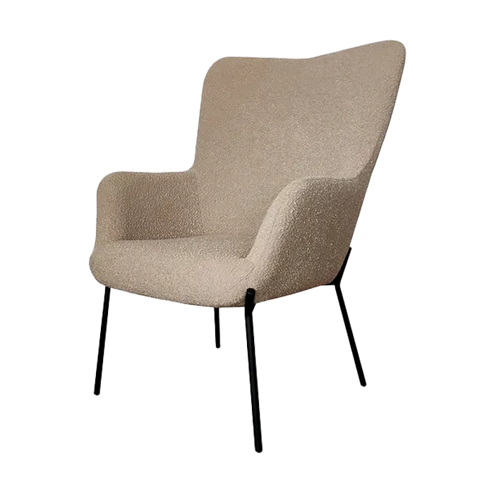 Rosemarie bouclé fauteuil lichtbruin