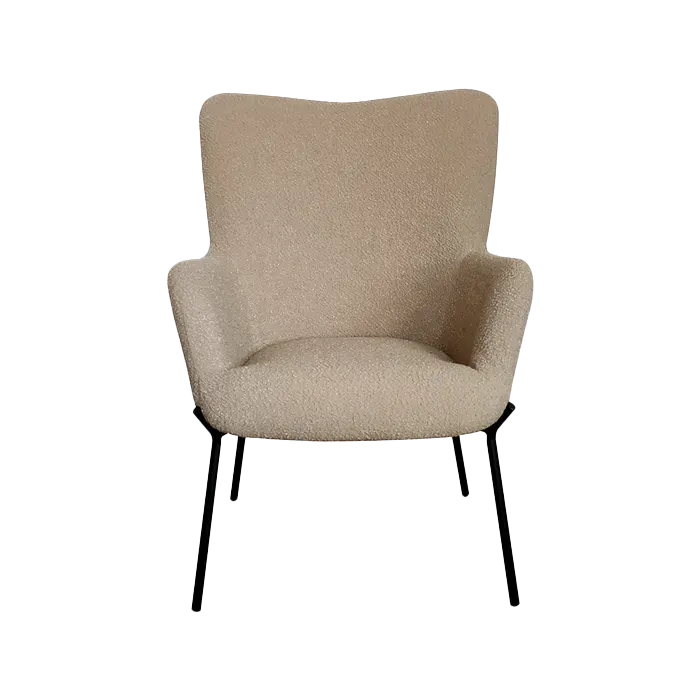 Rosemarie bouclé fauteuil lichtbruin - relax - loungestoel - stoel - beige - bruin - scandinavisch - met armleuning - woonkamer