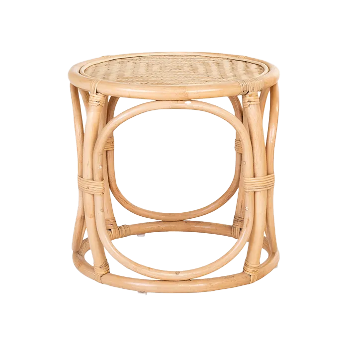 Alide rotan bijzettafel naturel - Ø 49 cm - bijzettafeltje - rotan - bank - naast bank - binnen
