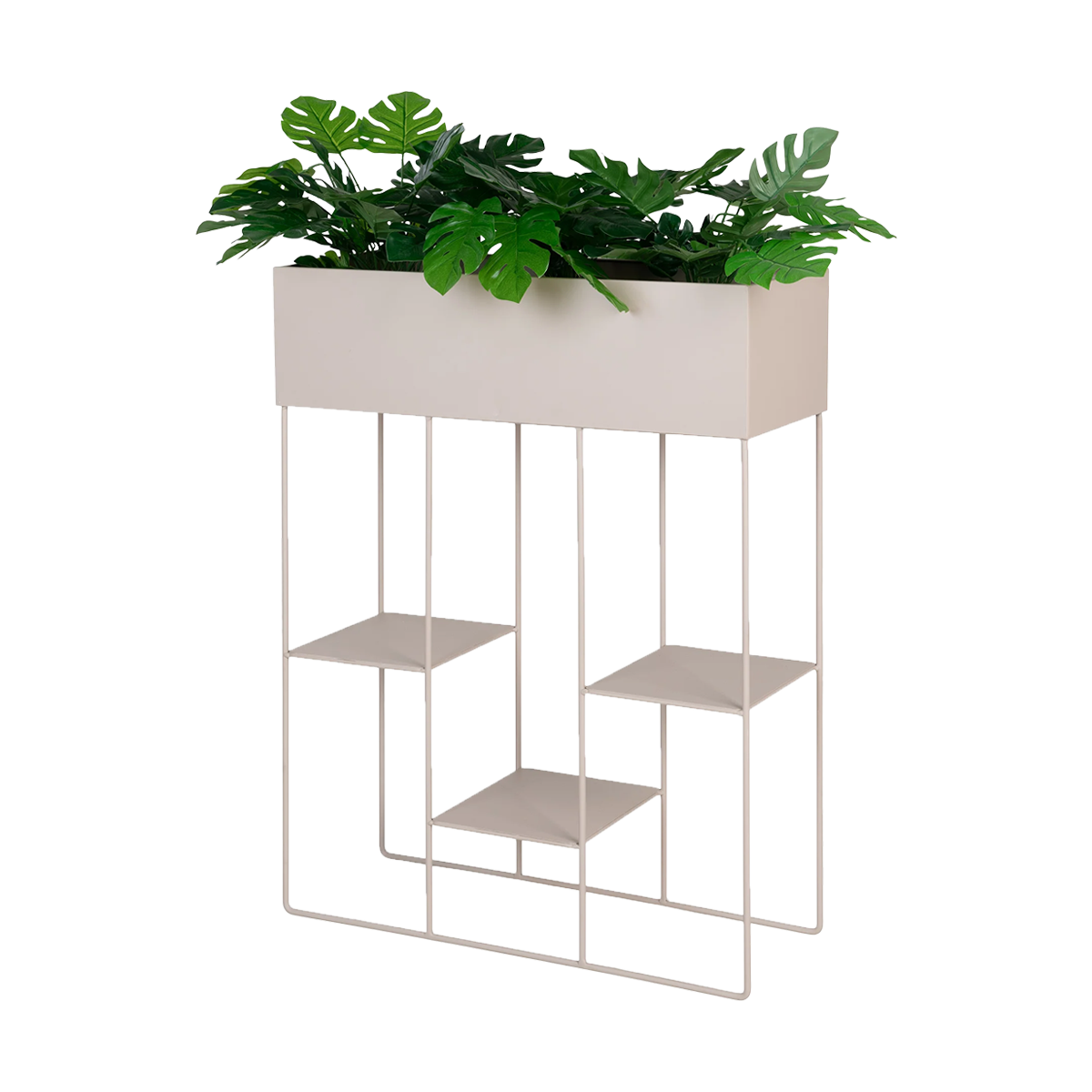 Pepijn staande metalen plantenbak beige - creme - plantenstandaard - binnen - hoog