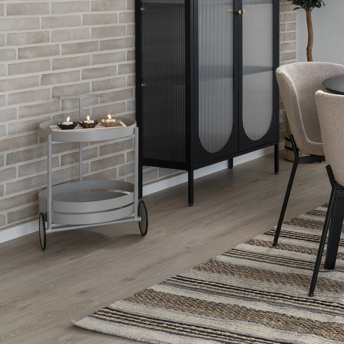 Sebas metalen trolley lichtgrijs - met wielen - serveerwagen - keukentrolley - bijzettafel - grijs - met wielen - modern