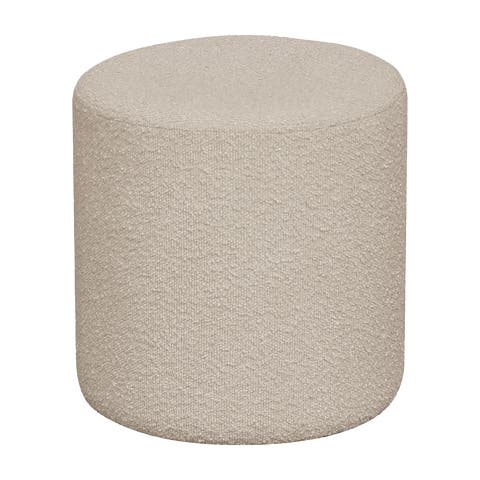 Jip bouclé poef beige - Ø 34 cm