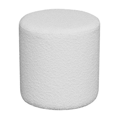 Jip bouclé poef wit - Ø 34 cm