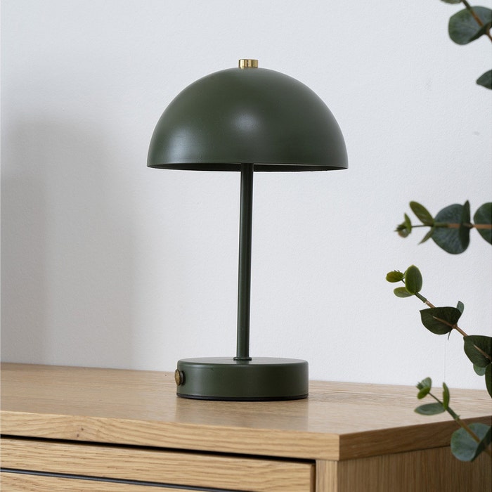 Lumi led tafellamp groen - Ø16,5 x 25 cm - bureaulamp - vintage - oplaadbare - draadloze - retro - dimbaar - zonder snoer - oplaadbare led