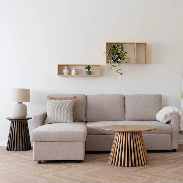 Koen bamboe wandplank naturel - 70 x 35,5 cm - wandrek - zwevend - twee vakken