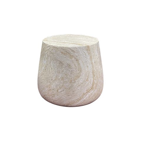 Dorus ronde fiberclay bijzettafel beige - Ø 47,5 x 41 cm