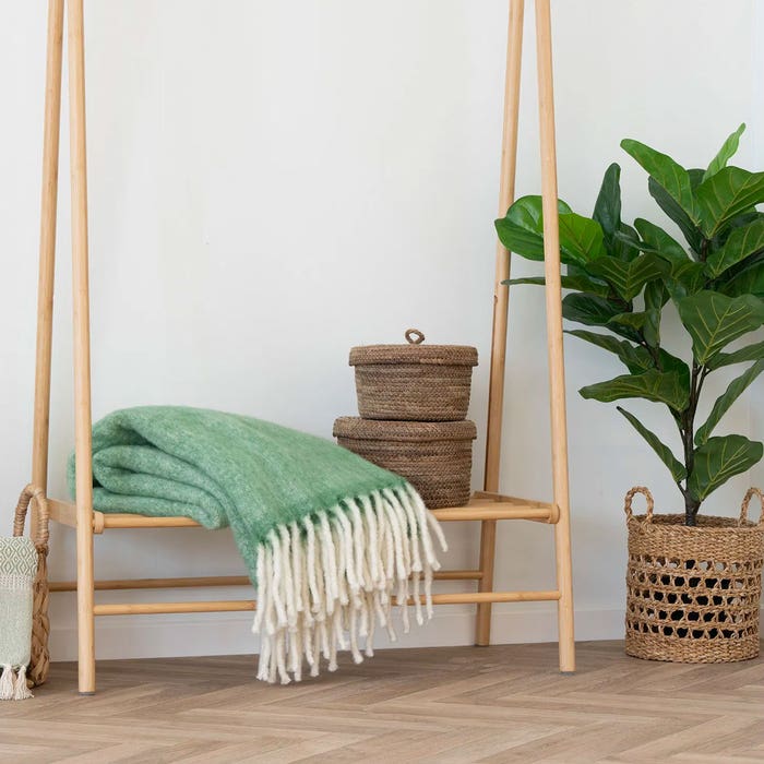 Petra wollen plaid groen - 170 x 130 cm - deken voor bank - decoratief