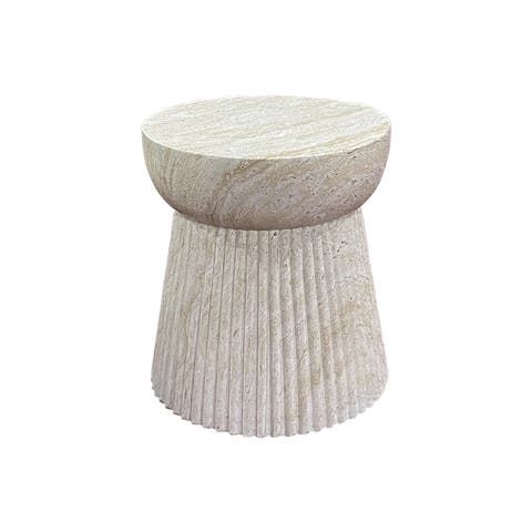 Dorus ronde fiberclay bijzettafel beige - Ø 37 x 43 cm