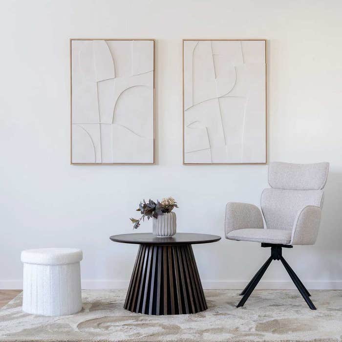 Eefke reliëf wanddecoratie wit - versie 1 - 90 x 60 cm - 3d schilderij - japandi - art