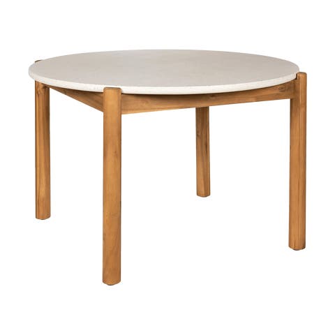 Teresa houten tuintafel naturel met terazzo blad - Ø 120 cm