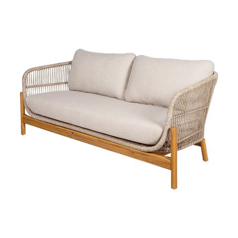 Teresa houten tuin loungebank beige - met zitkussens