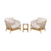 Teresa houten tuin loungeset beige 3delig - twee fauteuils en een bijzettafel - met zitkussens