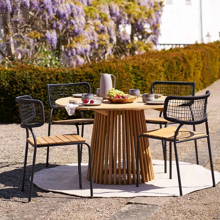 Lidewij ronde teakhouten tuintafel naturel - Ø 120 cm - eetkamertafel - eettafel - keukentafel - teak - japandi - retro - houten