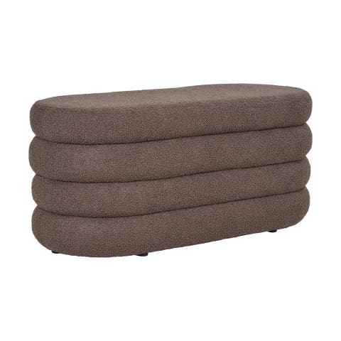 Rumi ovale teddy bankje bruin met opbergruimte - 103 x 45 cm