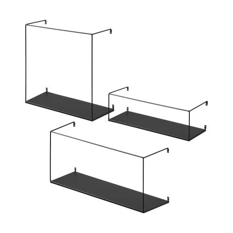 Marijn metalen wandplanken zwart - set van 3