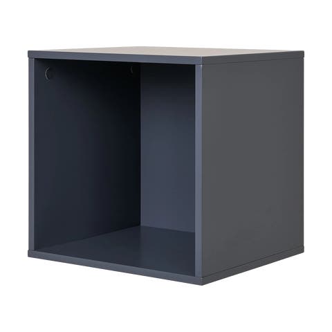 Frenkie vierkanten houten wandplank donkergrijs - 34 x 34 cm