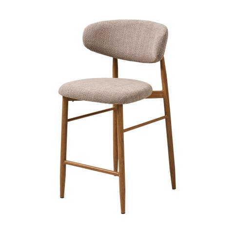 Veronique barkruk met stoffen zitvlak en rugleuning zand - 65 cm