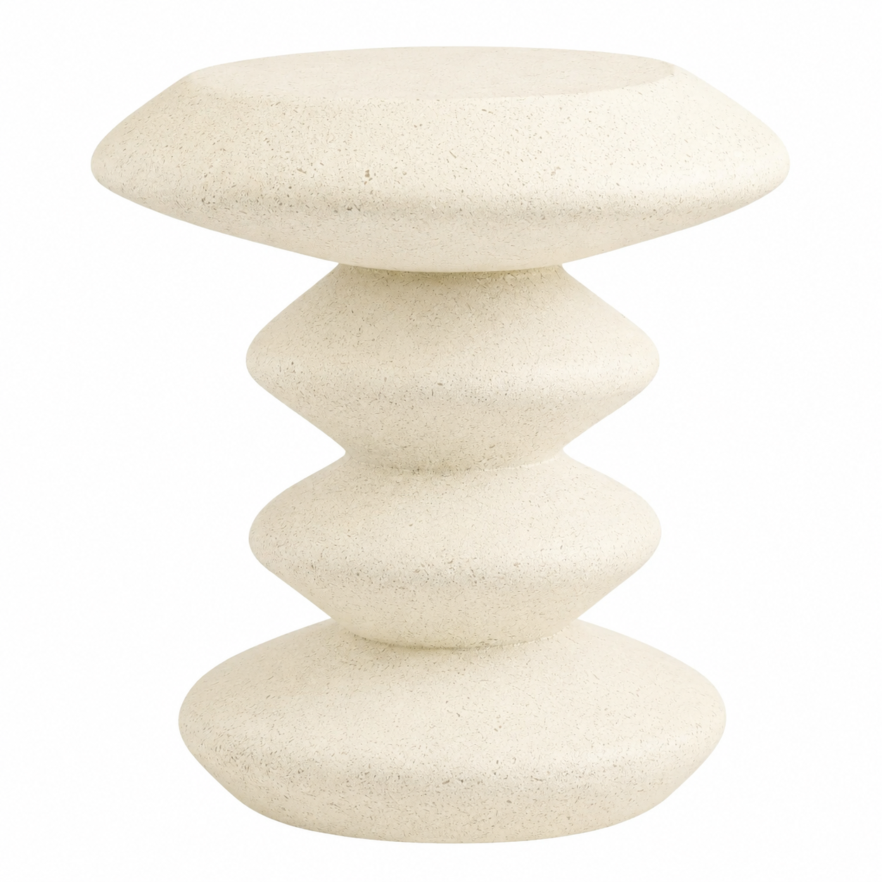 Aukje fiberclay bijzettafel crème wit -  Ø39 x 46 cm