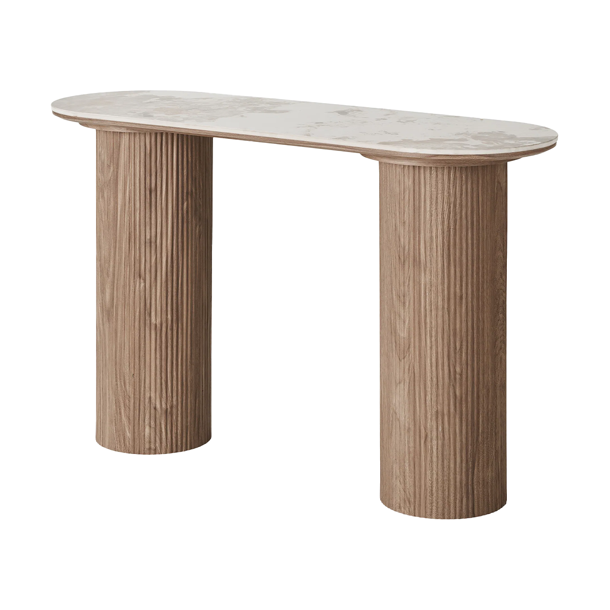 Artichok Ronda houten sidetable met keramiek blad bruin - 120 x 78 cm