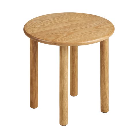 Joëlle ronde eikenhouten bijzettafel naturel - Ø 40 x 40 cm