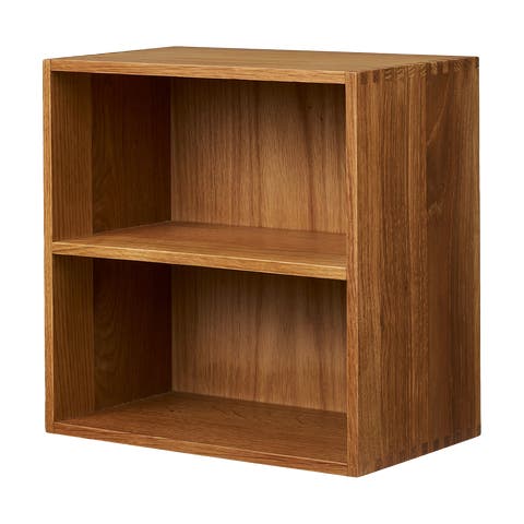 Abigail vierkante eikenhouten open wandkast met twee vakken - 30 x 30 cm