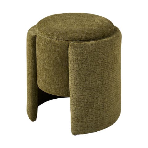 Sebastiaan poef donkergroen - met opbergruimte - Ø 42 x 44 cm