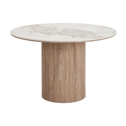 Ronda houten eettafel met keramiek blad bruin - Ø120 x 75 cm