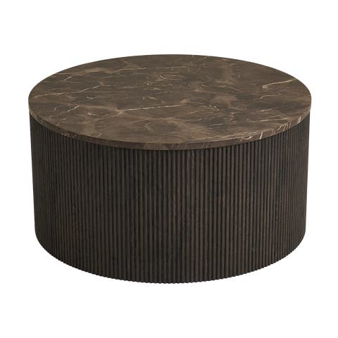 Babette ronde salontafel donkerbruin marmerlook - Ø 80 x 40 cm