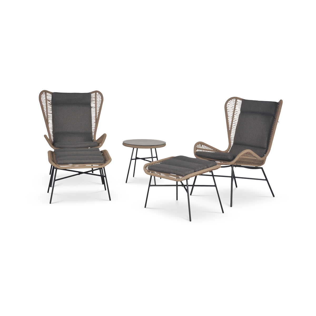 Mateo rotan tuinset grijs – Met zitkussens