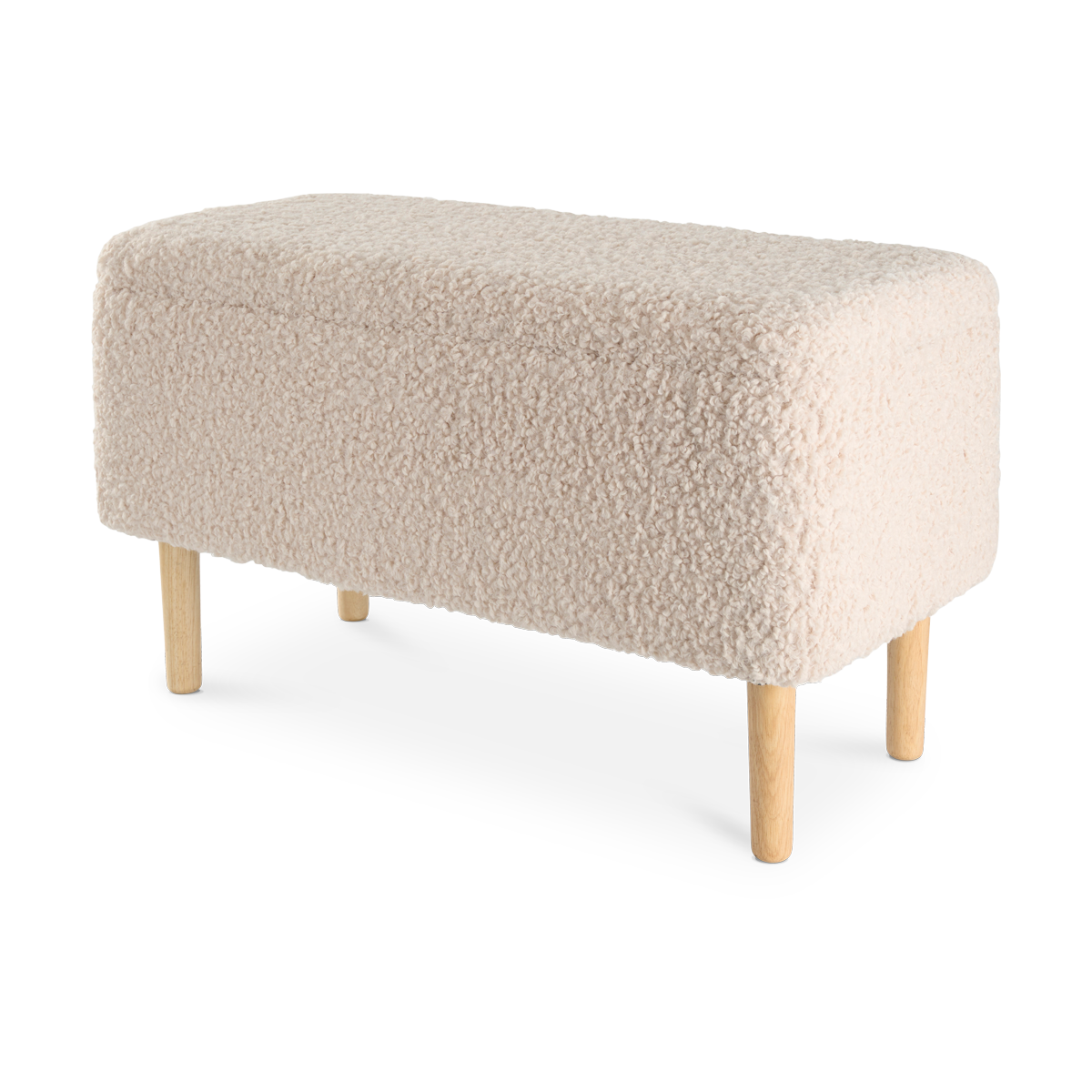 Sem teddy bankje met opbergruimte gebroken wit - 75 x 46 cm