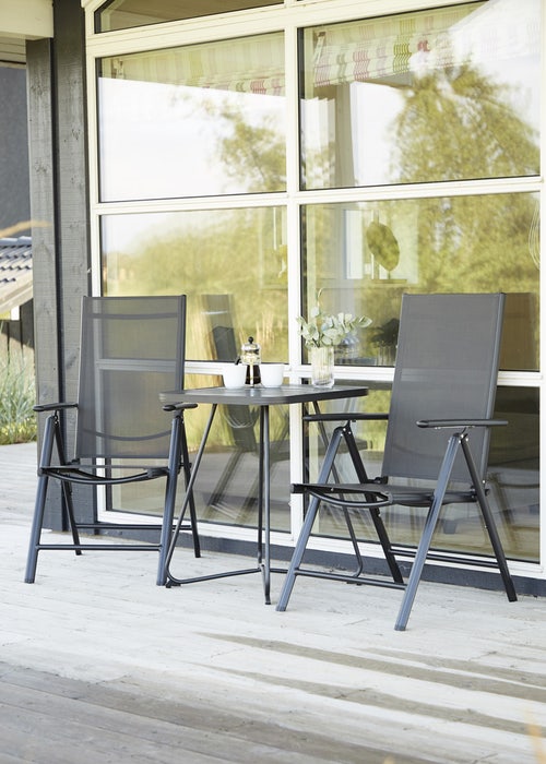 Rika tuinstoel zwart - met armleuningen - standenstoel - antraciet - aluminium