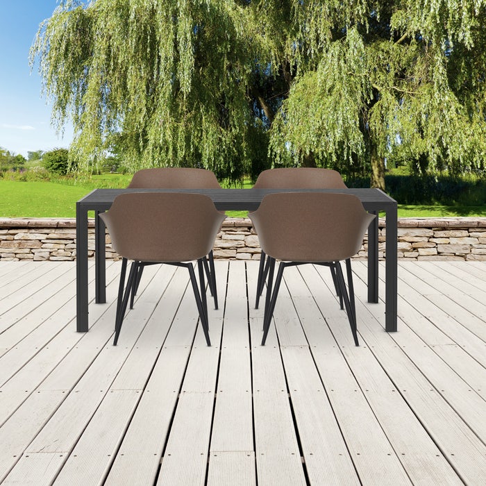 Stan tuintafel zwart - 150 x 90 cm - buitentafel - aluminium - polywood