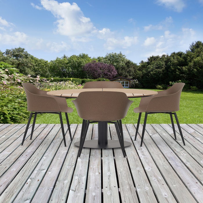 Bente ronde tuintafel bruin - Ø 113 cm - kunststof - metaal