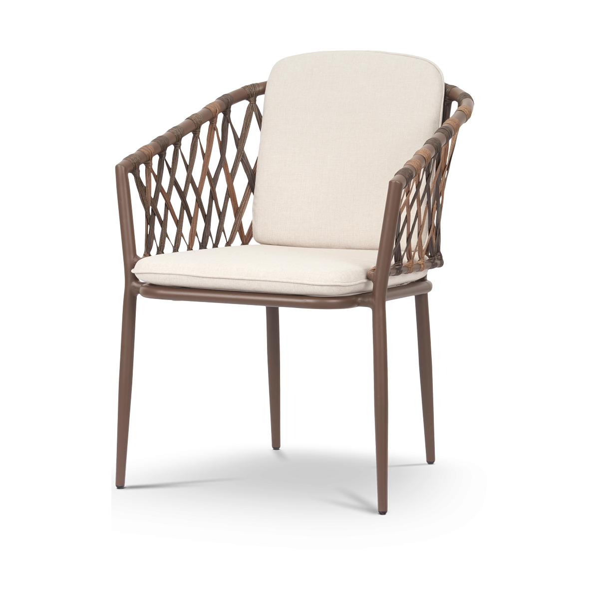 Noor rotan tuinstoel bruin - met beige zitkussens