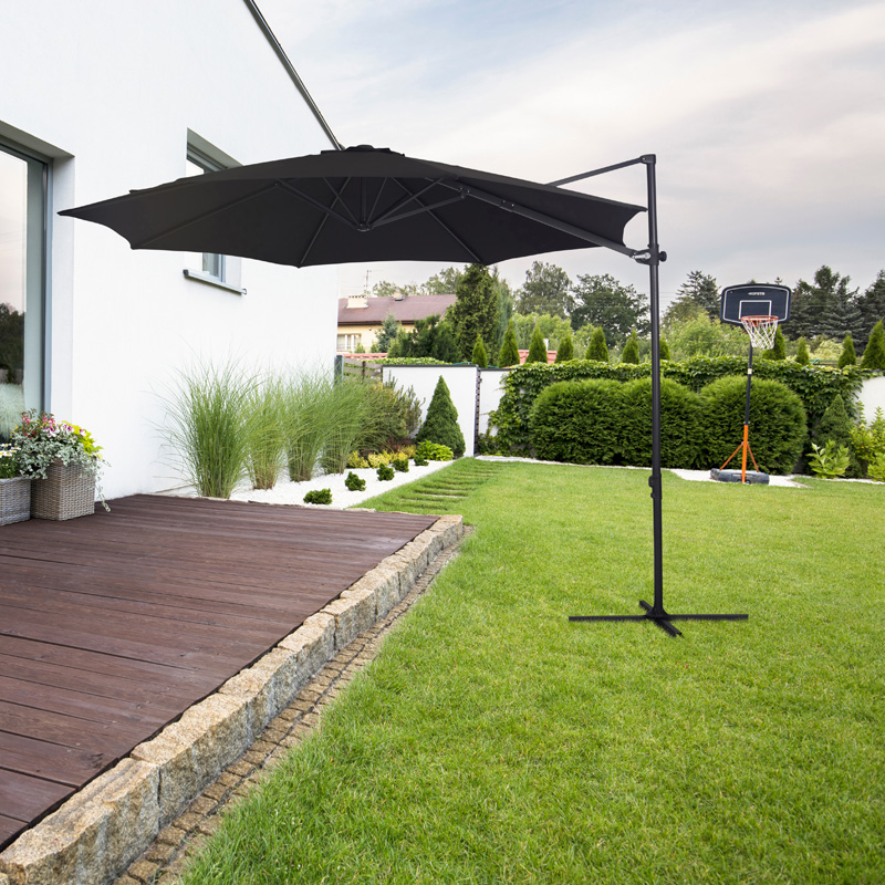 Dalia zweefparasol zwart - Ø 3 m _ met voet - aluminium